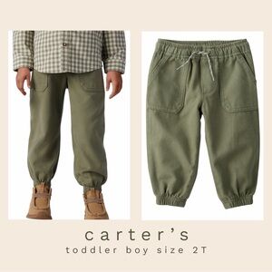 Carter's Olive Green Jogger Pants, elastic waistband, toddler boy size 2T